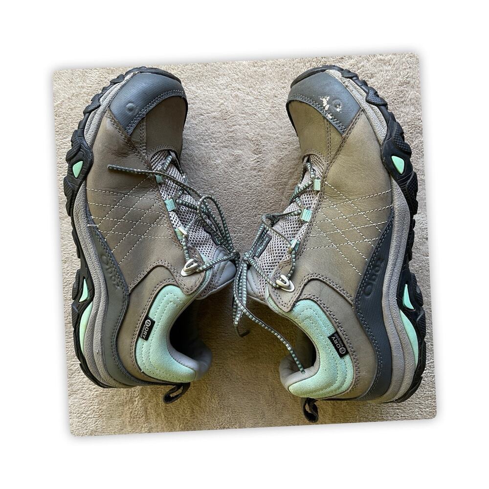 Oboz Sawtooth Low Waterproof Hiking Trail Shoes Womens US 9 Gray Green
